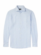 Zegna - Striped Oasi Linen Shirt - Blue