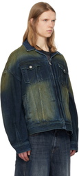 Juun.J Navy Zipper Trucker Denim Jacket