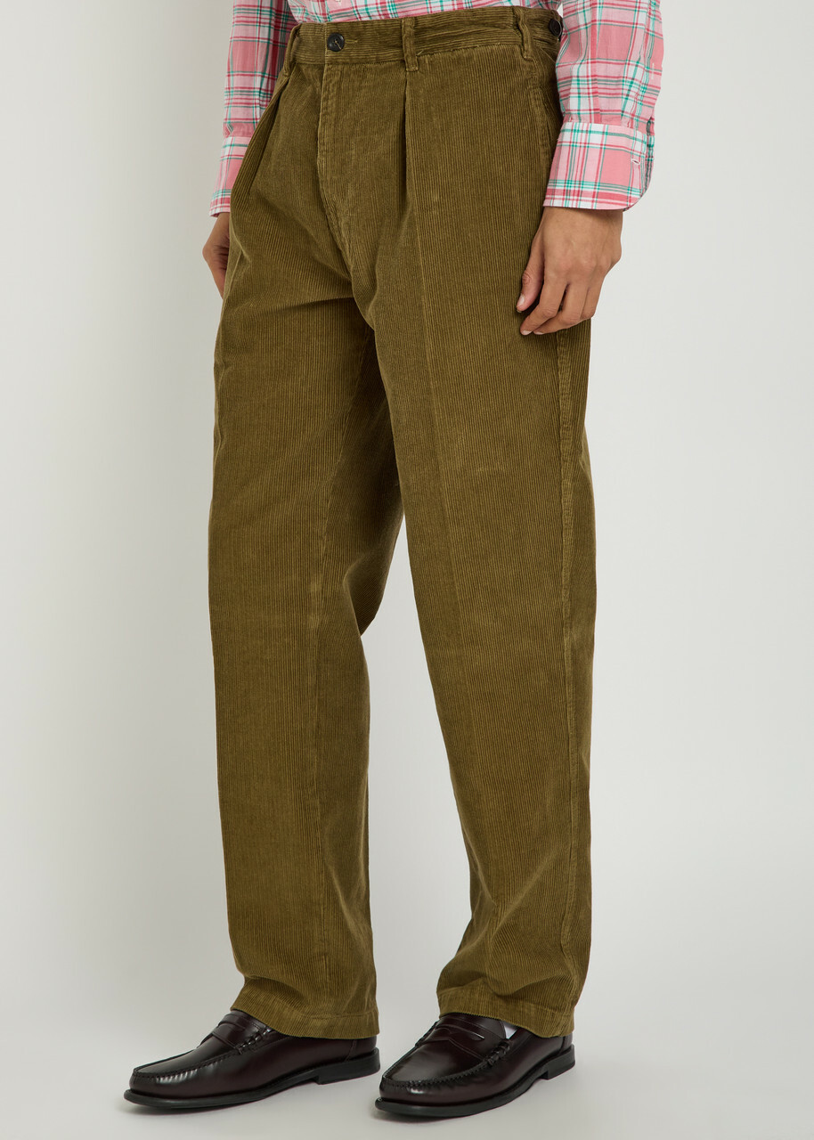 Drake's Tapered-leg Corduroy Trousers Khaki