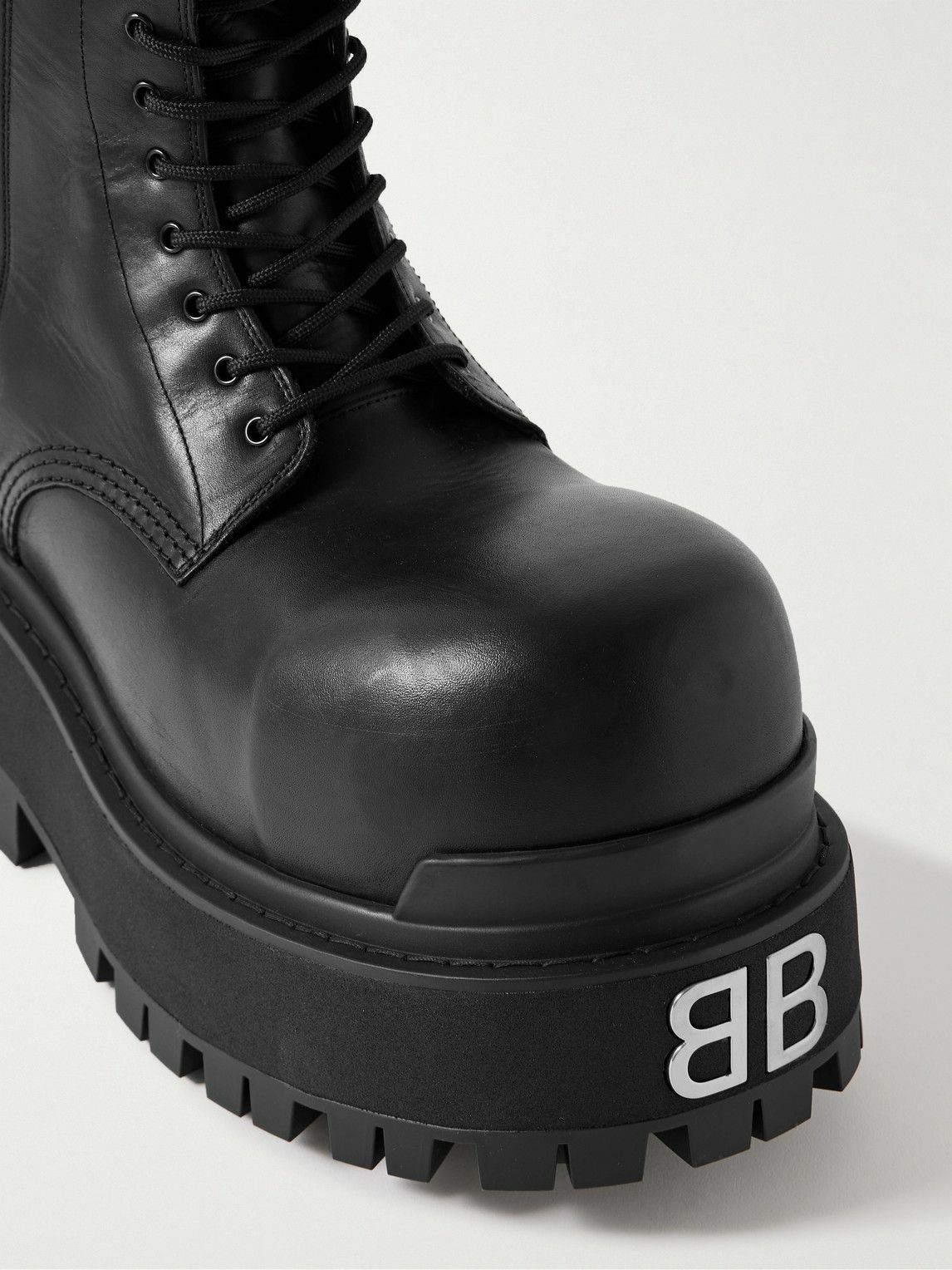Balenciaga - Giant Logo-Embellished Leather Boots - Black Balenciaga