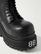 Balenciaga - Giant Logo-Embellished Leather Boots - Black