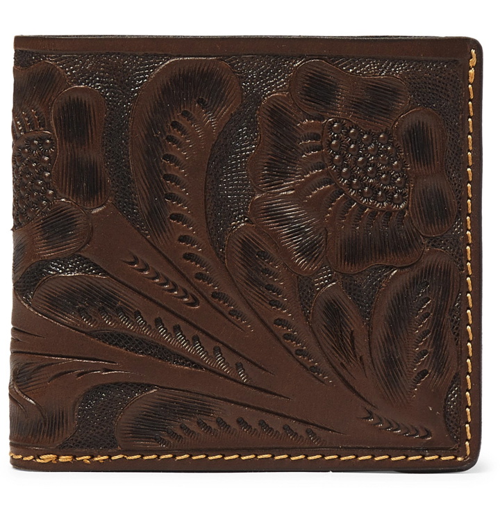 Photo: RRL - Tooled Leather Billfold Wallet - Brown