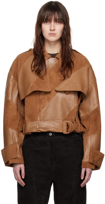 Photo: Stand Studio Brown Blossom Leather Jacket