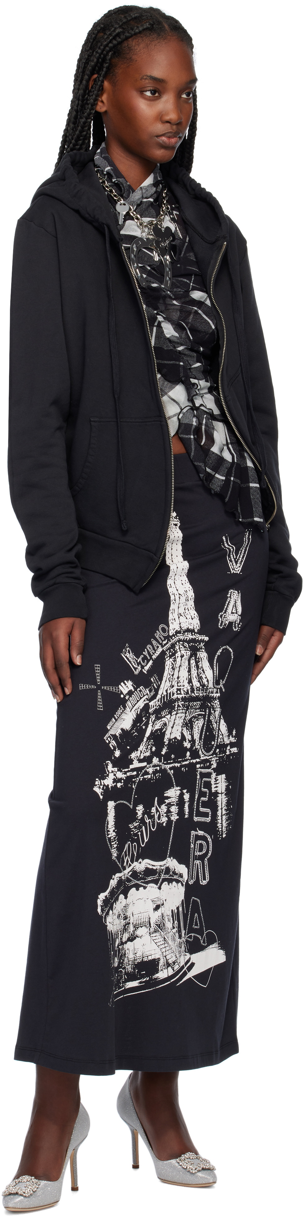 VAQUERA Black Twisted Rose Hoodie