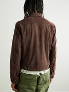 Greg Lauren - Camp-Collar Suede Trucker Jacket - Brown