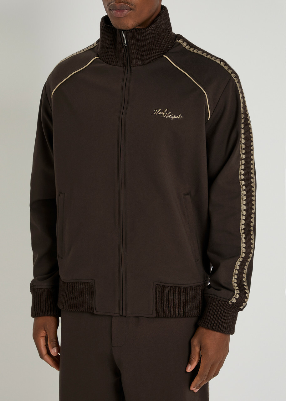 Axel Arigato Carter Knit-trimmed Ponte-jersey Track Jacket Dark Brown