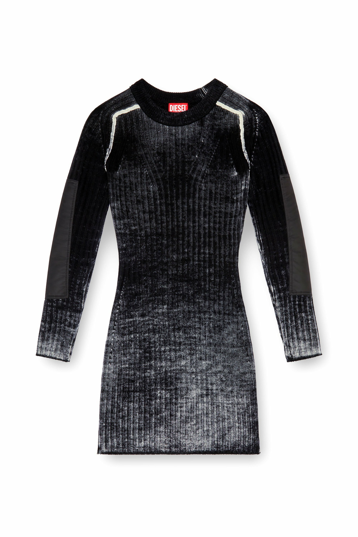 Diesel Short dress in treated wool knit - Dresses Womens in Black Diesel