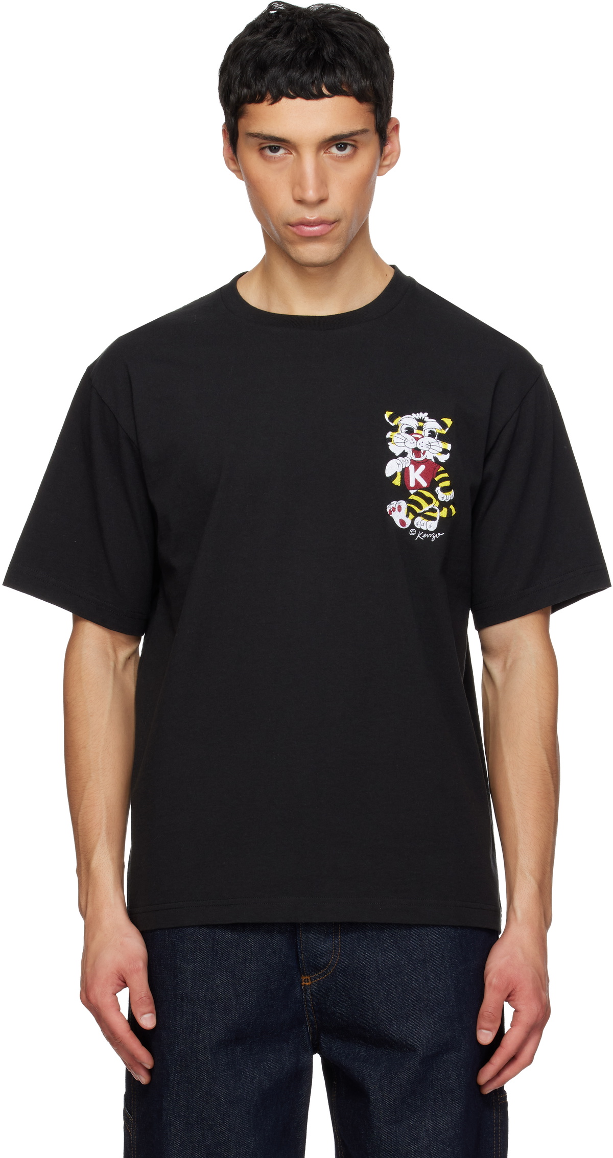 Kenzo Black Kenzo Paris 'KENZO Wild Tiger' Embroidered Oversized T