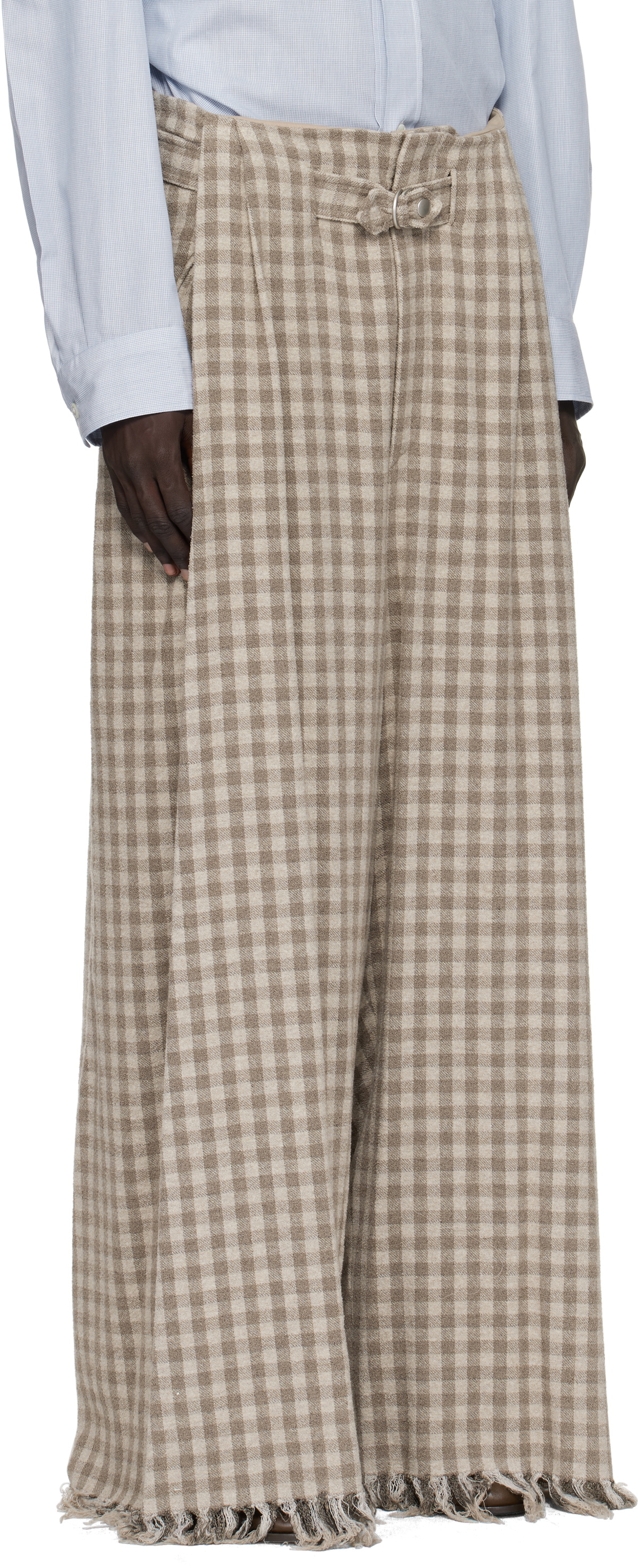 Hed Mayner Beige Check Trousers