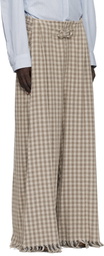Hed Mayner Beige Check Trousers