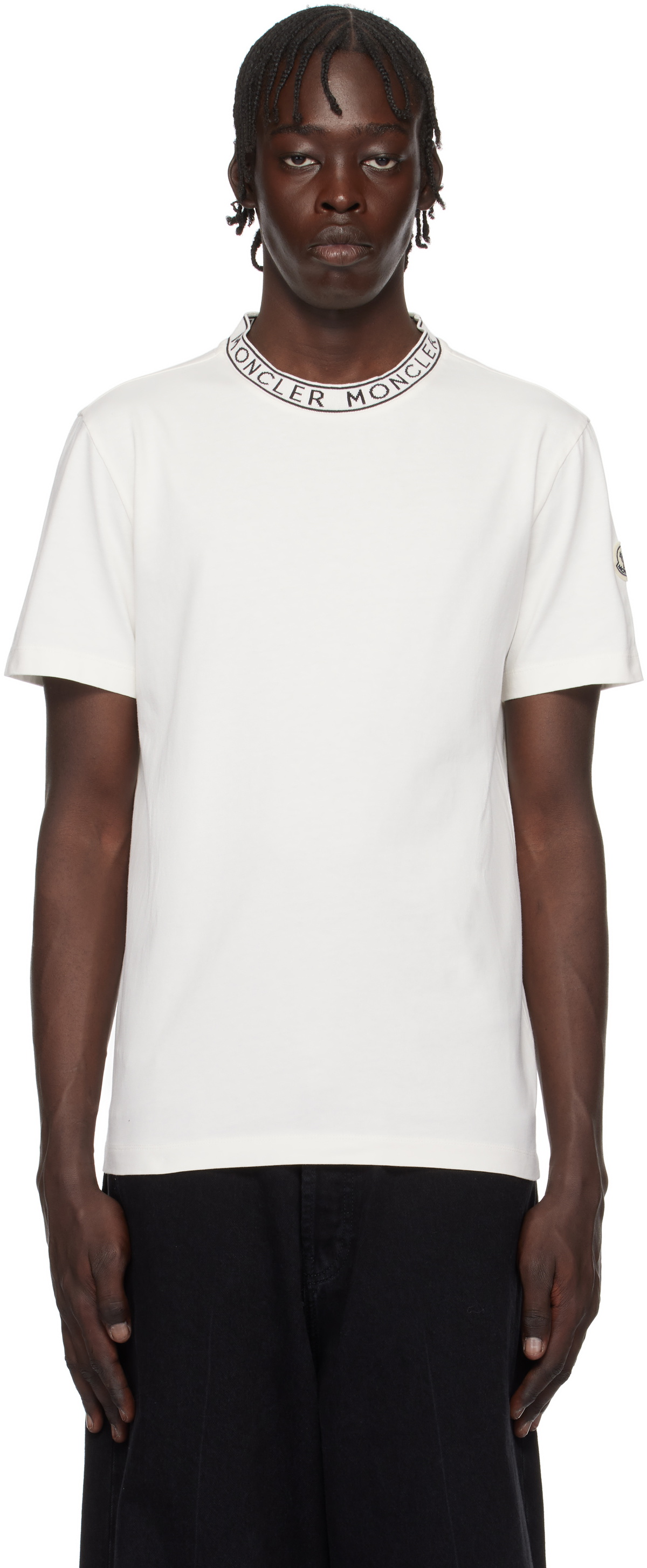 Moncler White Logo-Trimmed Cotton T-shirt Moncler