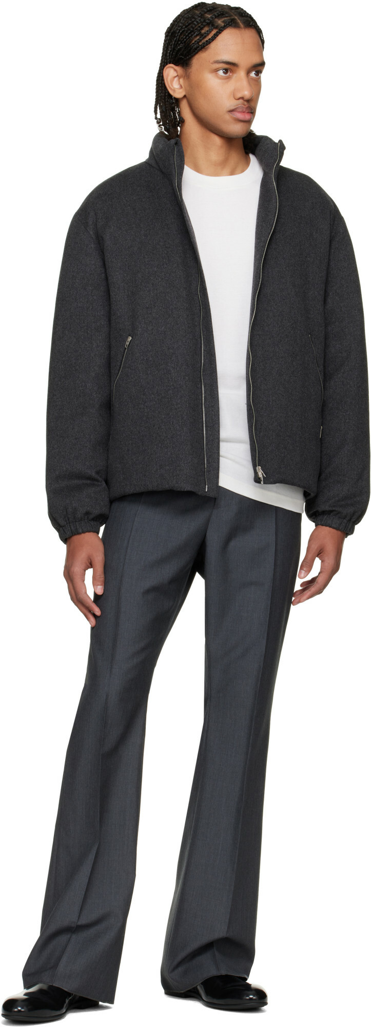 Jil Sander Gray Wool Melton Down Jacket