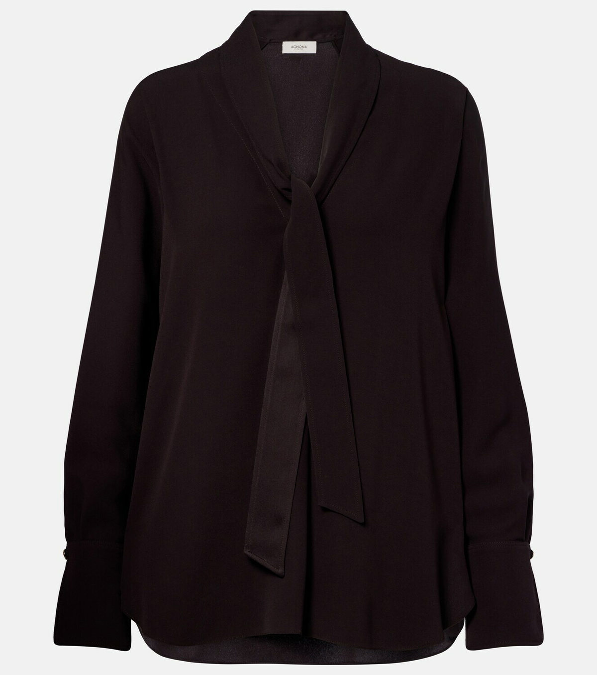 Agnona Tie-neck jersey blouse