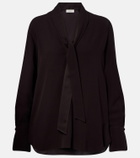 Agnona Tie-neck jersey blouse