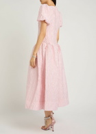 Sister Jane Ray Ripples Floral-jacquard Cloqué Midi Dress Pink