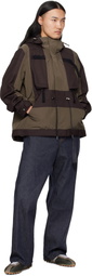 sacai Brown & Khaki Suiting Bonding Grosgrain Jacket