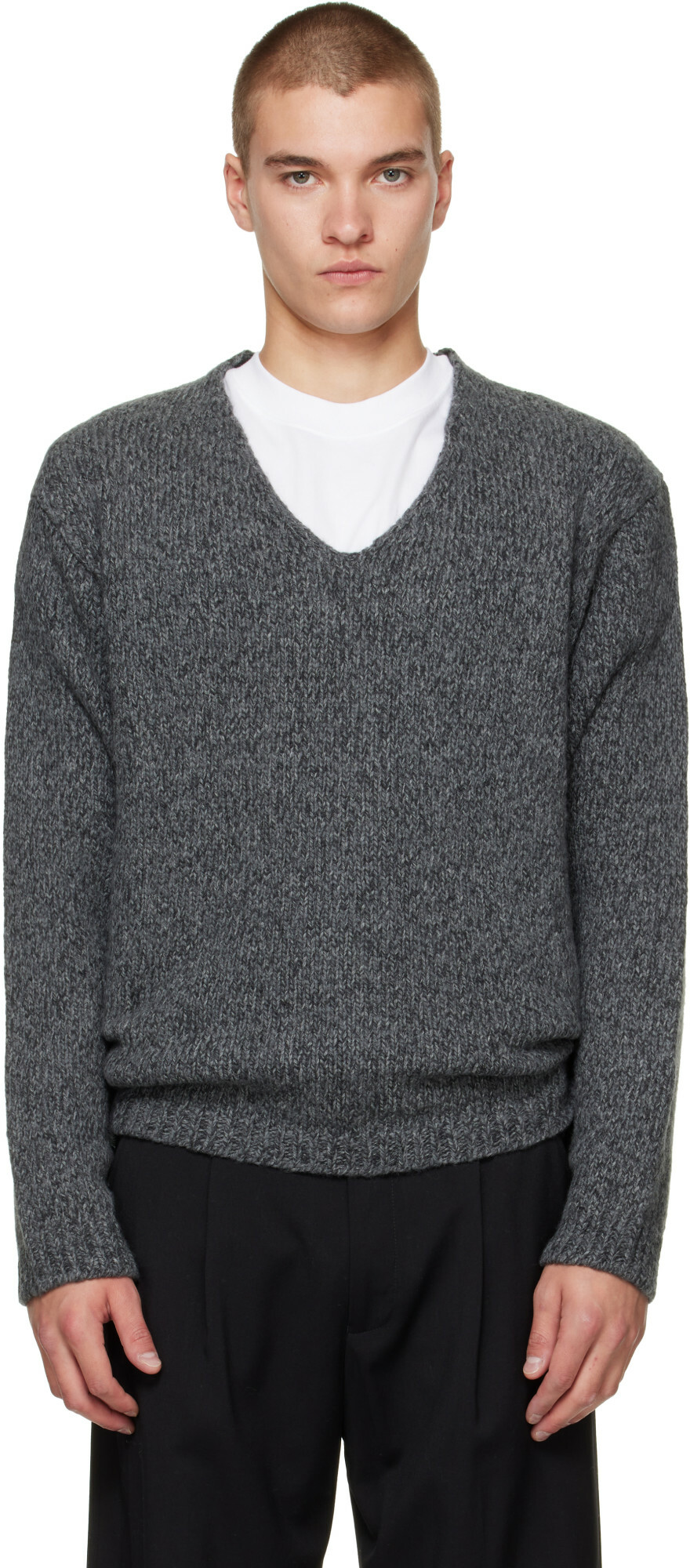 OUR LEGACY Gray Link V-Neck Sweater