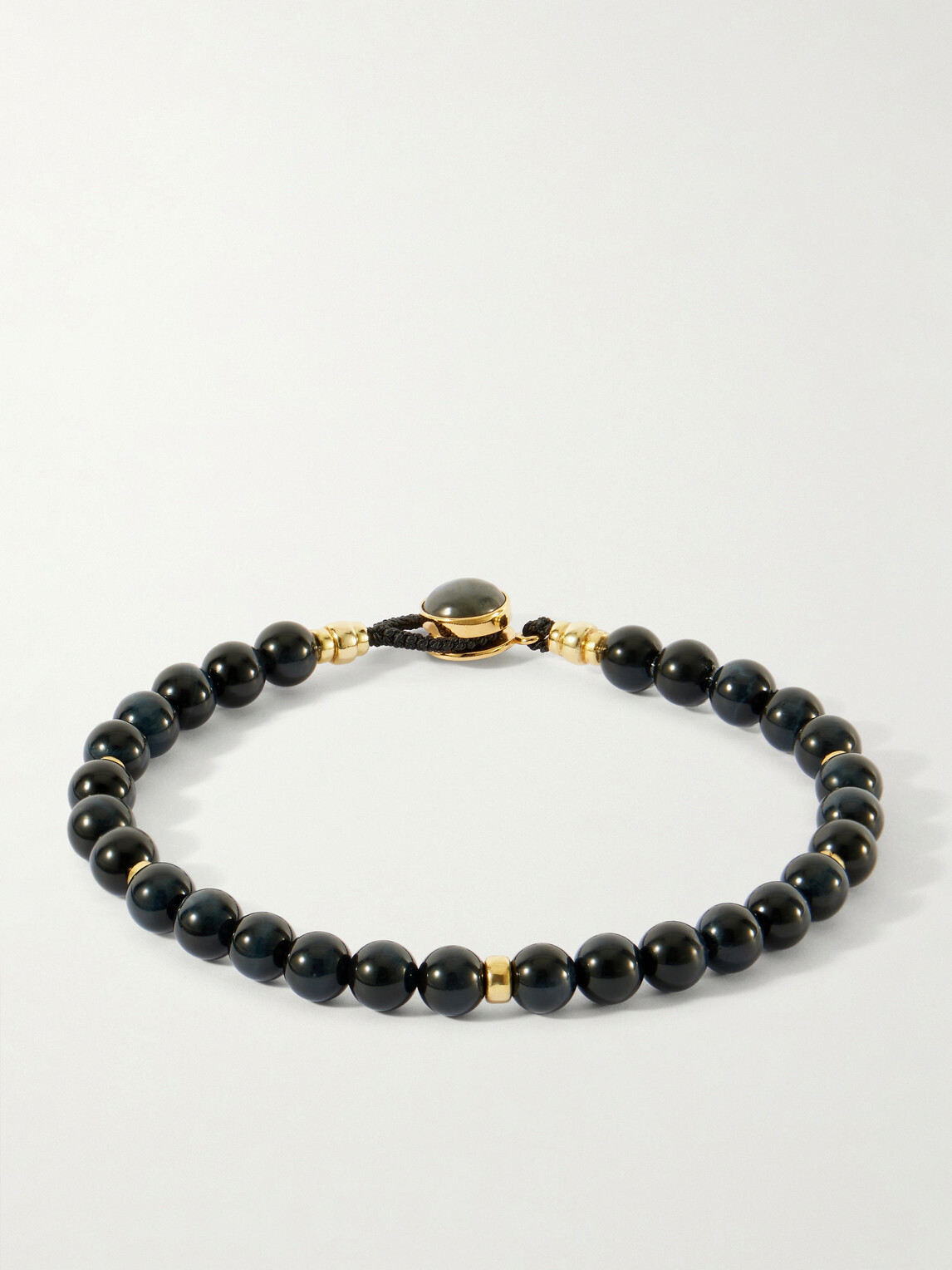 Mikia - Circle 8 Gold-Plated Sterling Silver, Tiger's eye and Blue Labradorite Beaded Bracelet - Blue