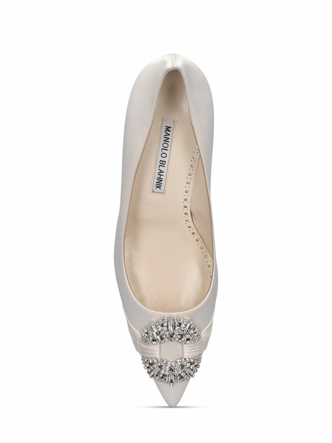 「MANOLO BLAHNIK」MAIDAPUMP 50 サテン パンプス クリスタル付 MANOLO BLAHNIK - 50mm Maidapump Satin Pumps Manolo Blahnik