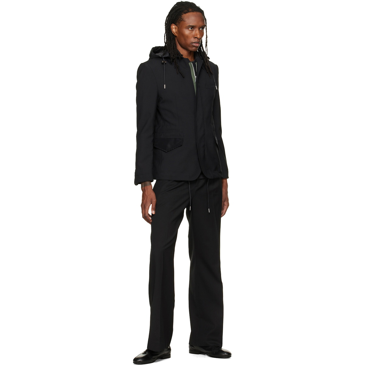 sacai Black Suiting x Nylon Twill Blazer Sacai