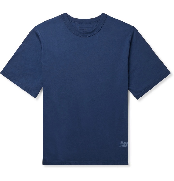 Photo: Save Khaki United - New Balance Logo-Print Supima Cotton-Jersey T-Shirt - Blue