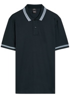 Boss Striped Trims Cotton Polo Shirt Navy