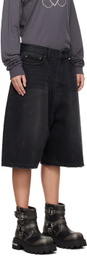 We11done Black Loose-Fit Denim Shorts