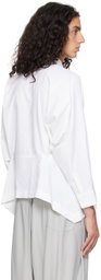 132 5. ISSEY MIYAKE White Trapezoid Shirt