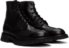 Alexander McQueen Black Leather Lace-Up Boots