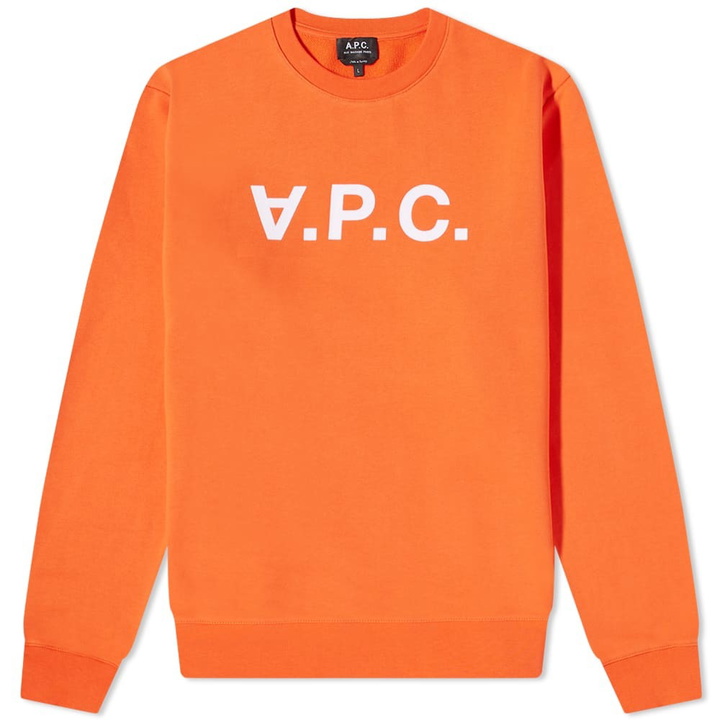 Photo: A.P.C. Men's VPC Logo Crew Sweat in Vermilion Red/White