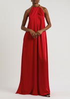 Stella Mccartney Chain-embellished Satin Gown Red
