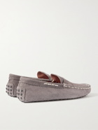 TOD'S - Gommino Textured-Suede Driving Shoes - Gray - UK 6