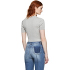 Courreges Silver Ribbed Mock Neck Sweater