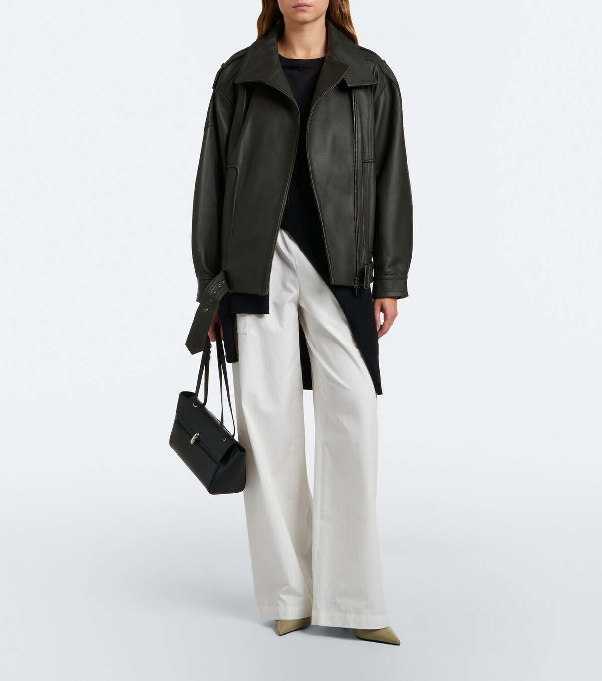 Vince Oversized leather biker jacket