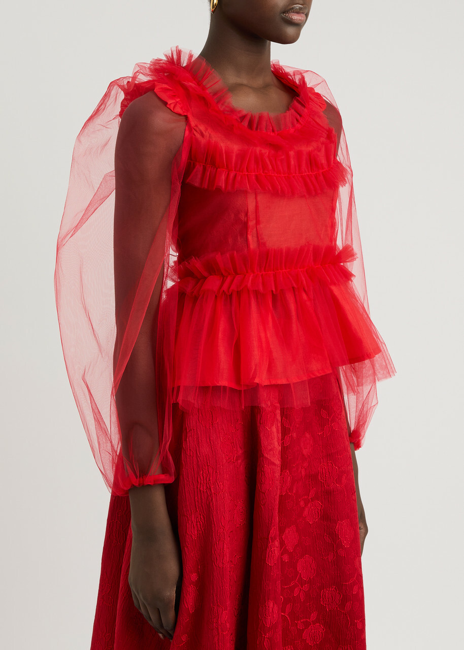 Sister Jane Palace Ruffled Tulle top Red Sister Jane