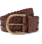 TOM FORD - 4.5cm Dark-Brown Woven Leather Belt - Brown