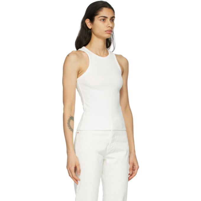 Esse Studios White High Neck Rib Tank Top