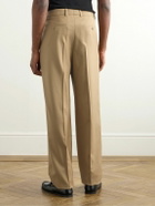 SAINT LAURENT - Tapered Pleated Grain de Poudre Wool Trousers - Neutrals