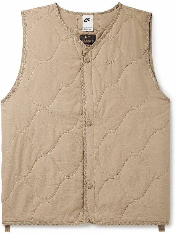 Photo: Nike - Logo-Embroidered Quilted Padded Ripstop Gilet - Neutrals