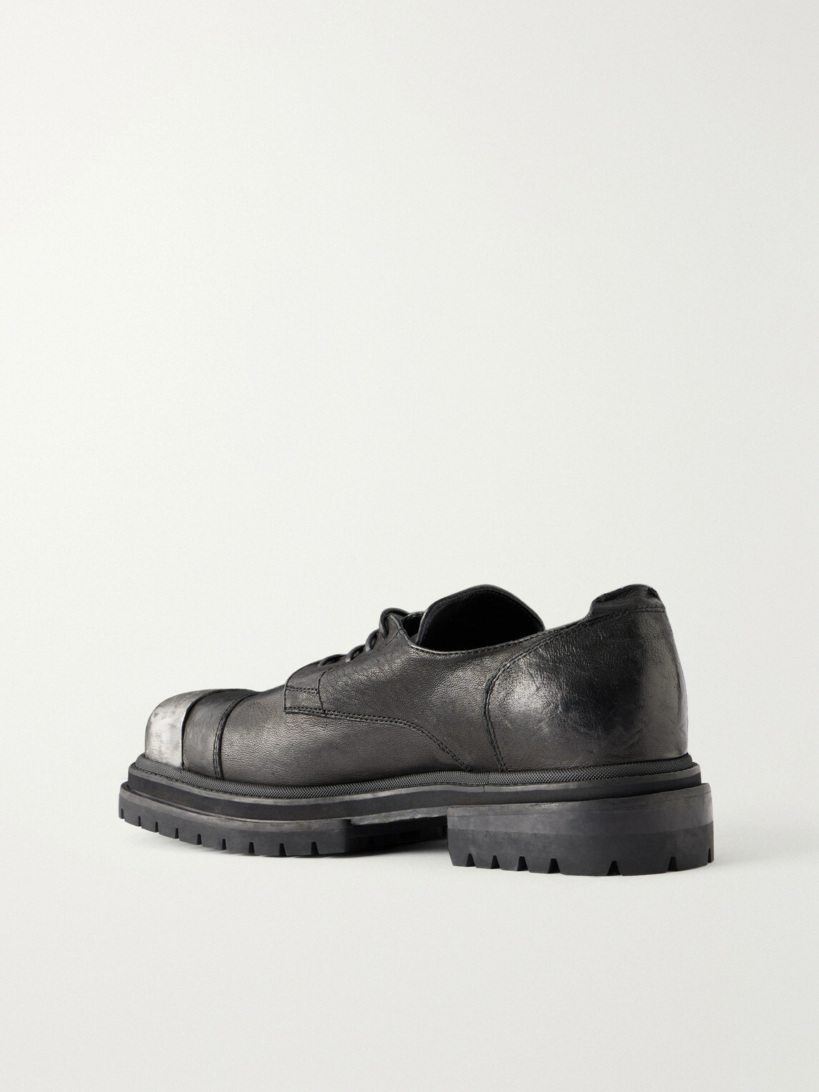 424 - Metal-Trimmed Leather Derby Shoes - Black
