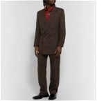 Martine Rose - Double-Breasted Prince of Wales Checked Virgin Wool and Linen-Blend Suit Jacket - Brown