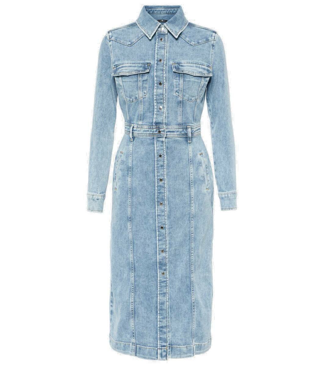7 for all mankind luxe denim midi dress 7 for all mankind LUXE DRESS LADY - Denim dress - mid blue/blue