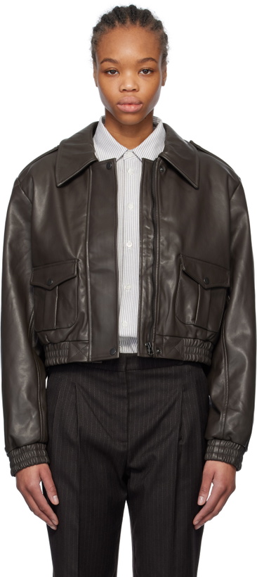 Photo: The Garment Brown Brooklyn Leather Bomber Jacket
