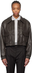 The Garment Brown Brooklyn Leather Bomber Jacket