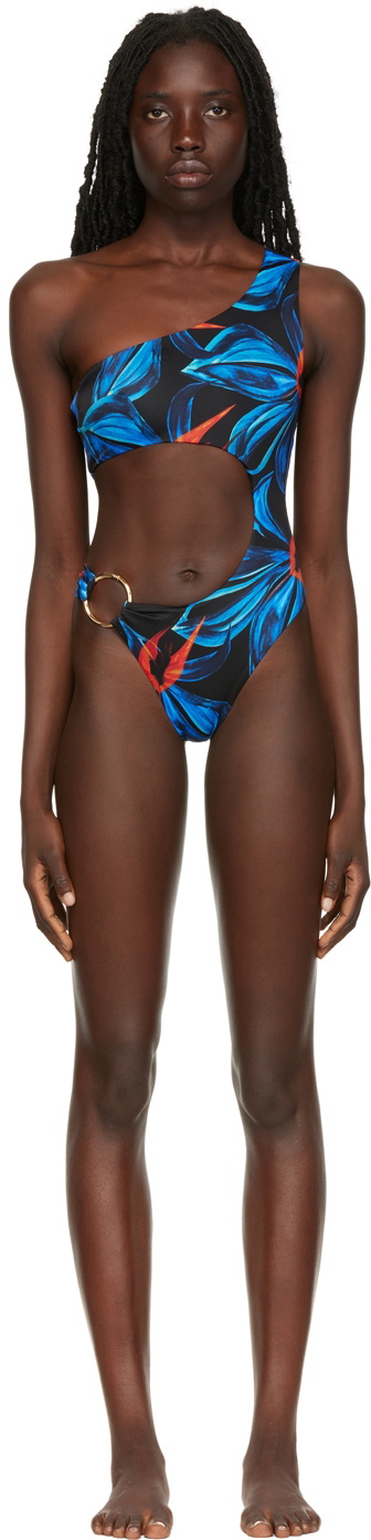 Louisa Ballou Blue Half Moon One-Piece Swimsuit
