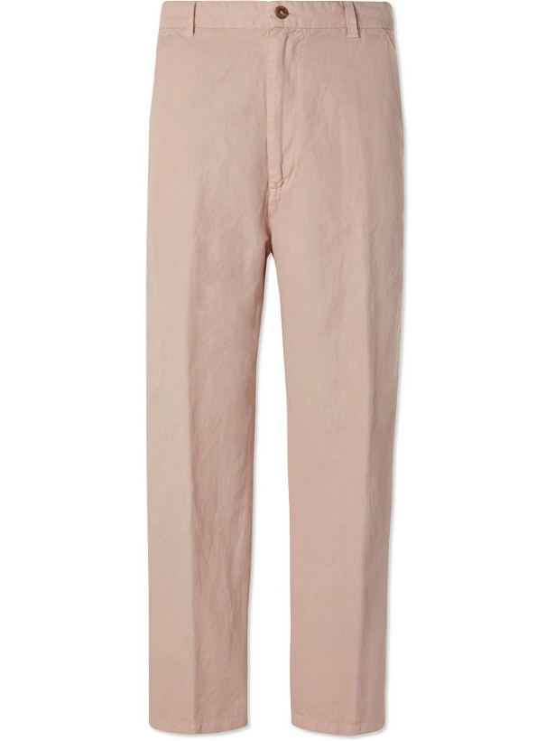 Photo: TOD'S - Garment-Dyed Cotton and Linen-Blend Trousers - Pink