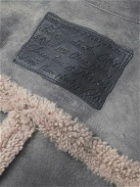Acne Studios - Larrie Oversized Appliquéd Shearling Jacket - Gray