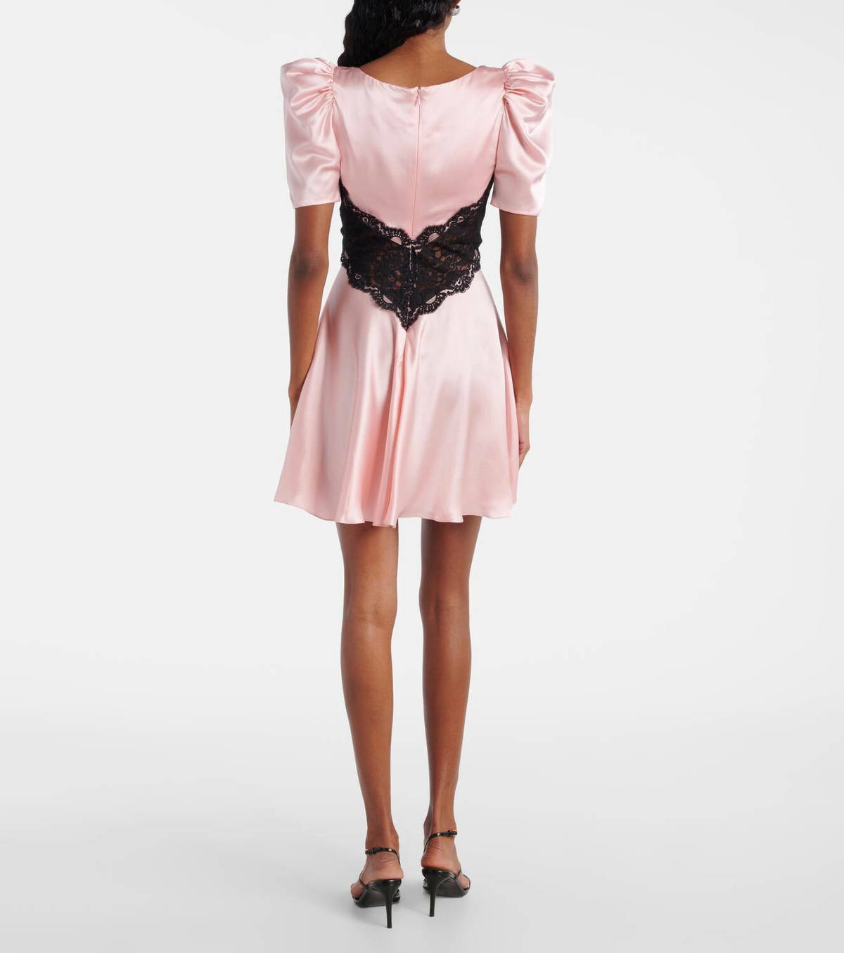 Rodarte Lace-trimmed silk charmeuse minidress