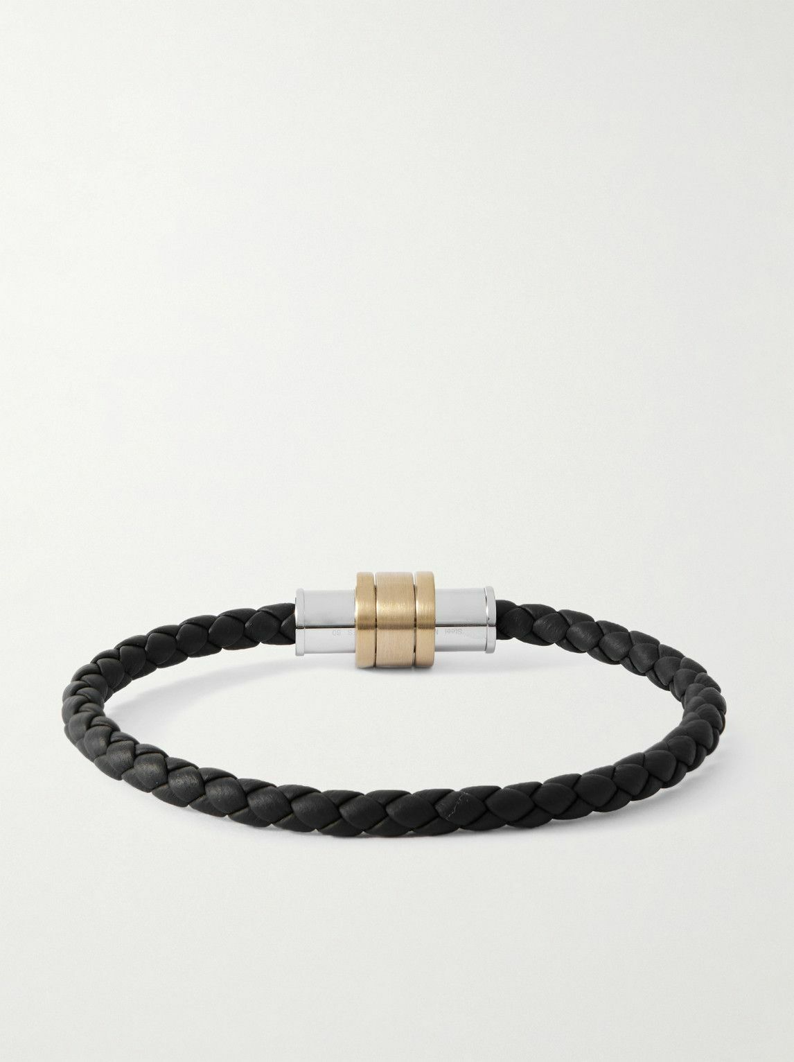 Montblanc - Silver and Gold-Tone Woven Leather Bracelet