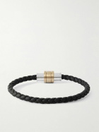 Montblanc - Silver and Gold-Tone Woven Leather Bracelet